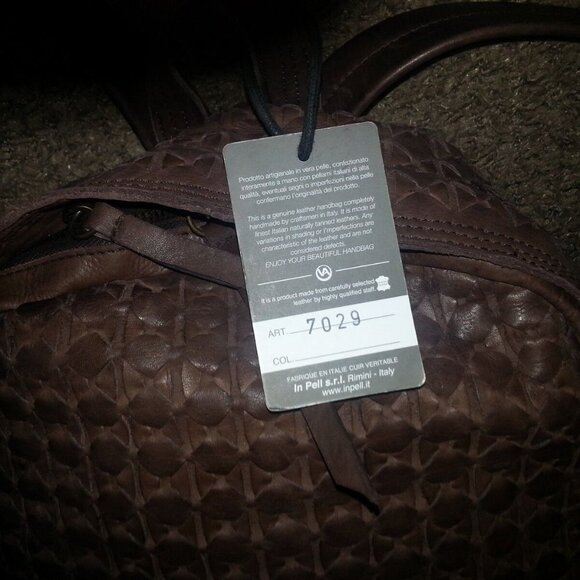 VALENTINA-Woven Brown Leather Traditional Shape Backpack/Knapsack-GORGEOUS! NWT - Picture 4 of 9